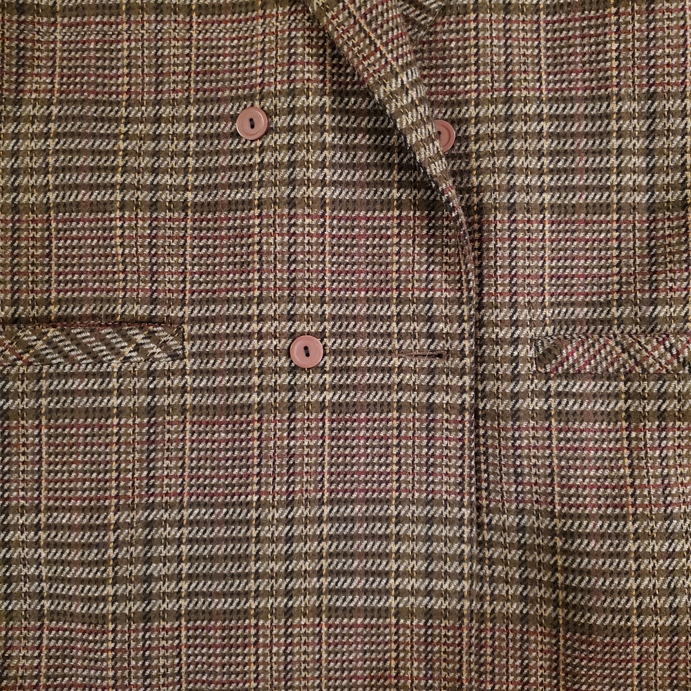 VINTAGE | Plaid Houndstooth Wool Blend Collared Blazer (Vintage Size 12) - Picture 11 of 11